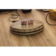 TrueNixie Nixie tube clock Wood desk accessories Wooden bedside clock 1224 hours format Valentines gifts for men who has everything