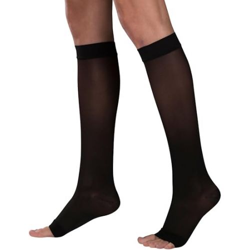  Truform Compression 15-20 Mmhg Sheer Knee High Stocking Black, Medium, 2 Count