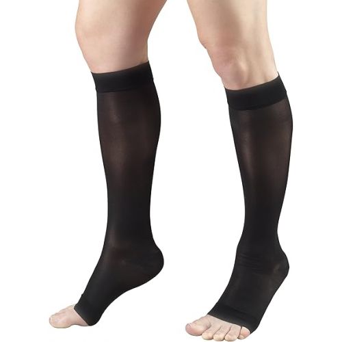  Truform Compression 15-20 Mmhg Sheer Knee High Stocking Black, Medium, 2 Count