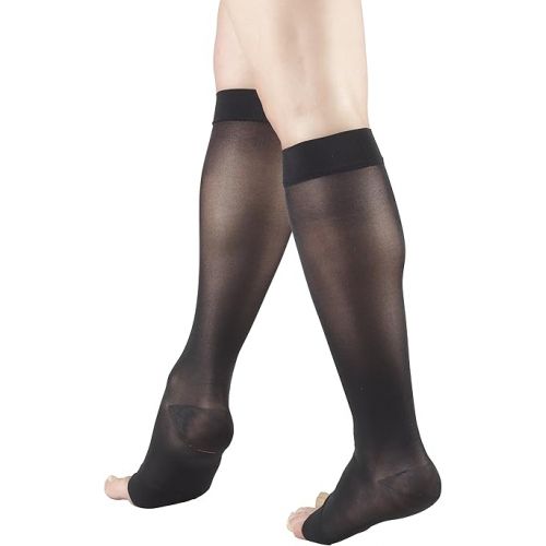  Truform Compression 15-20 Mmhg Sheer Knee High Stocking Black, Medium, 2 Count