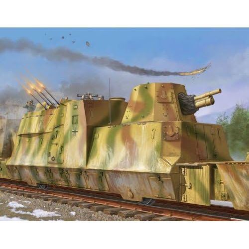  Trumpeter 135 WWII German Army Kanonen and Flakwagen Armored Anti-Aircraft Rail Car