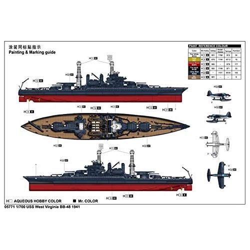  Trumpeter USS West Virginia BB48 Battleship 1941 Model Kit (1700 Scale)