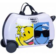 Trunki Smiley Emoji Kids CarryOn Luggage 20 Ride-On Suitcase - Silly Smiley Cutie Face