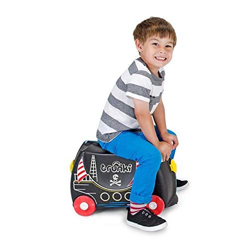  Trunki Original Kids Ride-On Suitcase and Carry-On Luggage - Pedro Pirate (Black)
