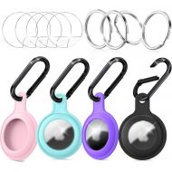 Trunple 4 Pack Silicone Case for Airtags with Screen Protector Carabiner Keychain Key Ring, Protective Cover Compatible with Apple Airtag Key Finder Tracker Pet Dog Necklace Collar Holder,