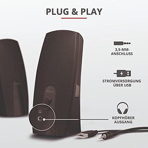  [아마존베스트]Trust Leto 2.0 USB Speaker Set 6 Watt 3.5 mm Jack USB Power Supply for PC, Laptop, Tablet and Smartphone Black