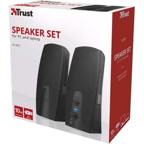  [아마존베스트]Trust Leto 2.0 USB Speaker Set 6 Watt 3.5 mm Jack USB Power Supply for PC, Laptop, Tablet and Smartphone Black