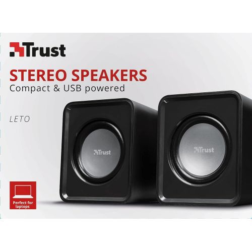  [아마존베스트]Trust Leto 2.0 USB Speaker Set 6 Watt 3.5 mm Jack USB Power Supply for PC, Laptop, Tablet and Smartphone Black