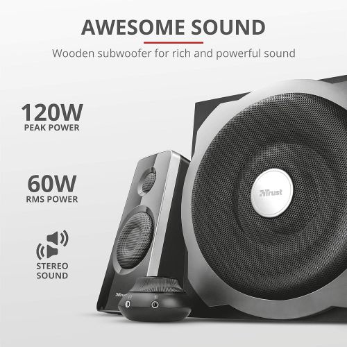  [아마존베스트]Trust Vigor 2.1 Wood Speaker System with Subwoofer