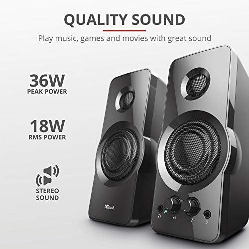  [아마존베스트]Trust Orion 36W USB Powered 2.0 PC Speaker for Computer and Laptop - Black