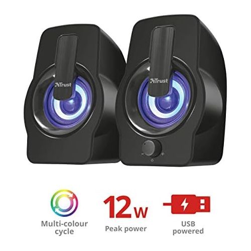  [아마존베스트]Trust Gemi 2.0 USB Speaker Set RGB 12 Watt USB Power Supply for PC and Laptop Black