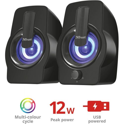  [아마존베스트]Trust Gemi 2.0 USB Speaker Set RGB 12 Watt USB Power Supply for PC and Laptop Black