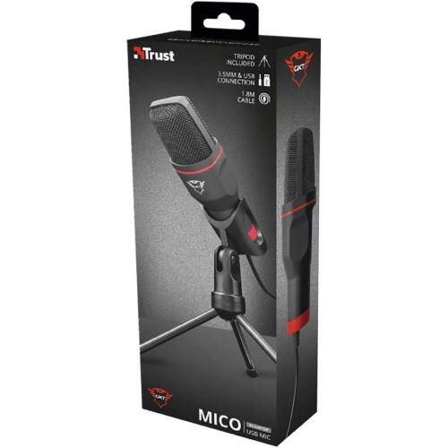  [아마존베스트]Trust Gaming GXT 212 Mico USB Microphone with Tripod 3.5mm and USB 1.80m Cable Black