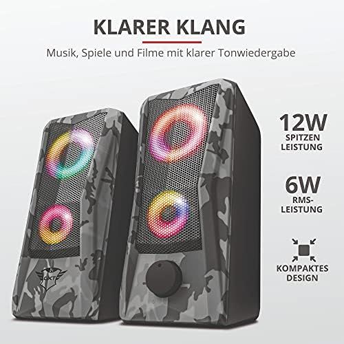  [아마존베스트]Trust Gaming Trust GXT 606 Javv Gaming USB Speaker RGB Lighting 12 W for PC and Laptop 2.0 Boxes Grey