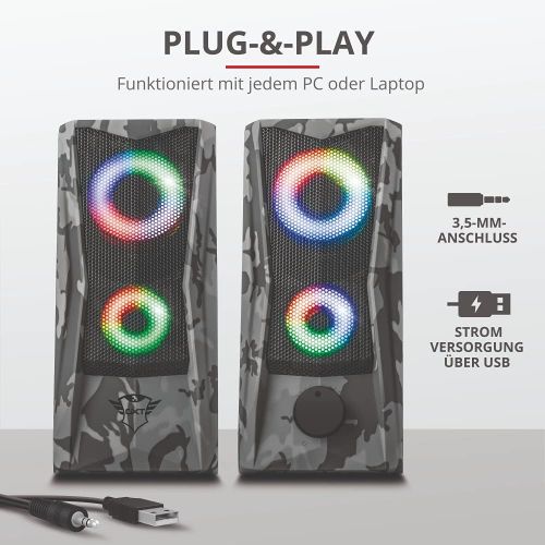  [아마존베스트]Trust Gaming Trust GXT 606 Javv Gaming USB Speaker RGB Lighting 12 W for PC and Laptop 2.0 Boxes Grey