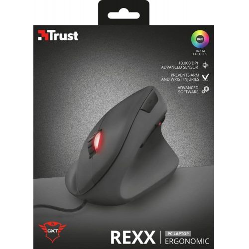  [아마존베스트]Trust Gaming GXT 144 Rexx Vertical Gaming Mouse (10,000 DPI, 6 Programmable Buttons, RGB LED Lighting, Ergonomic Design Against Mouse Arm/Tennis Elbow (RSI Syndrome))