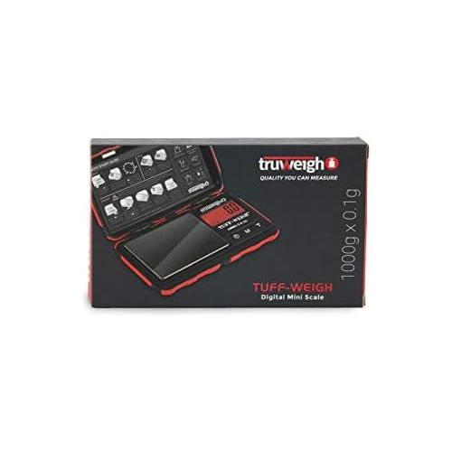  Truweigh TUFFWEIGH Digital Mini Scale (1000g x 0.1g - Red/Black) - Rubberized Impact Resistant Digital Kitchen Scale - Travel Digital Pocket Scale - Digital Food Scale - Small Digi