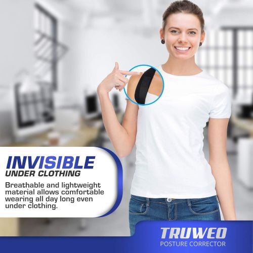  [아마존베스트]Truweo Posture Corrector For Men And Women - USA Patented Design - Adjustable Upper Back Brace For Clavicle Support and Providing Pain Relief From Neck, Back and Shoulder (Universal)