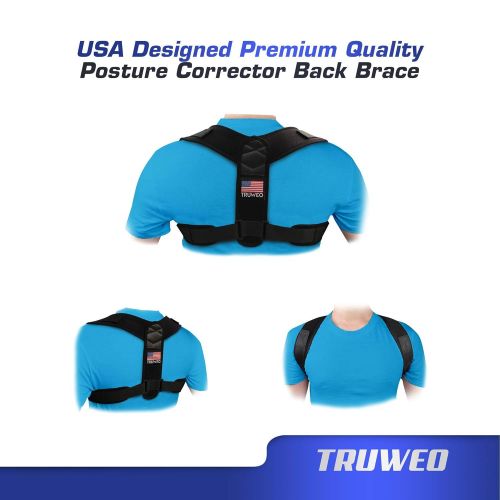  [아마존베스트]Truweo Posture Corrector For Men And Women - USA Patented Design - Adjustable Upper Back Brace For Clavicle Support and Providing Pain Relief From Neck, Back and Shoulder (Universal)