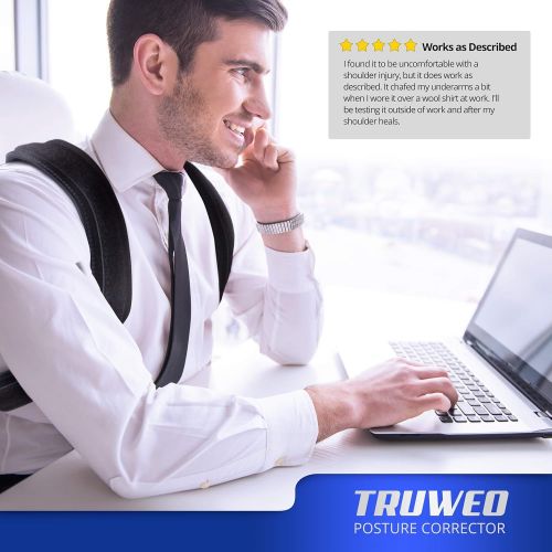  [아마존베스트]Truweo Posture Corrector For Men And Women - USA Patented Design - Adjustable Upper Back Brace For Clavicle Support and Providing Pain Relief From Neck, Back and Shoulder (Universal)