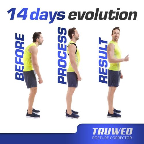  [아마존베스트]Truweo Posture Corrector For Men And Women - USA Patented Design - Adjustable Upper Back Brace For Clavicle Support and Providing Pain Relief From Neck, Back and Shoulder (Universal)