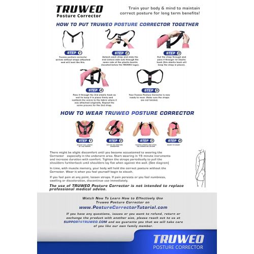  [아마존베스트]Truweo Posture Corrector For Men And Women - USA Patented Design - Adjustable Upper Back Brace For Clavicle Support and Providing Pain Relief From Neck, Back and Shoulder (Universal)