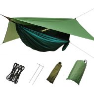 Trycooling Ultralight Portable Nylon Camping Hammock with Mosquito Net and Rain Fly Tent Tarp for Outdoor Travel Hiking
