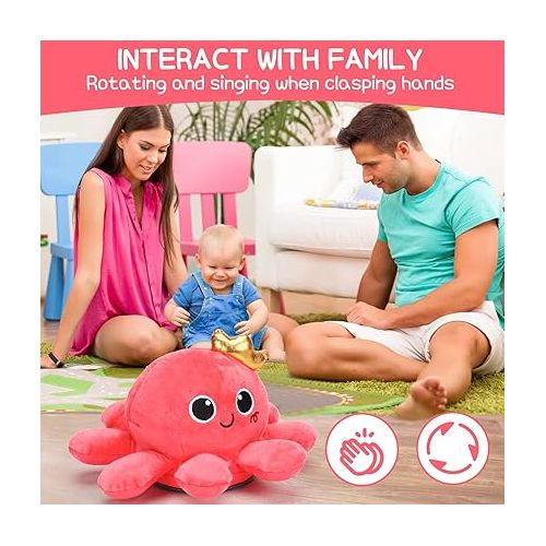  Tsomtto Crawling & Walking Baby Toys Musical Plush Octopus Light up Voice Control Dancing 3 4 + Year Old Boy Girl Gifts Music Educational Sensory Toddler Toys Age 3-4 Kids Learning Development Gift
