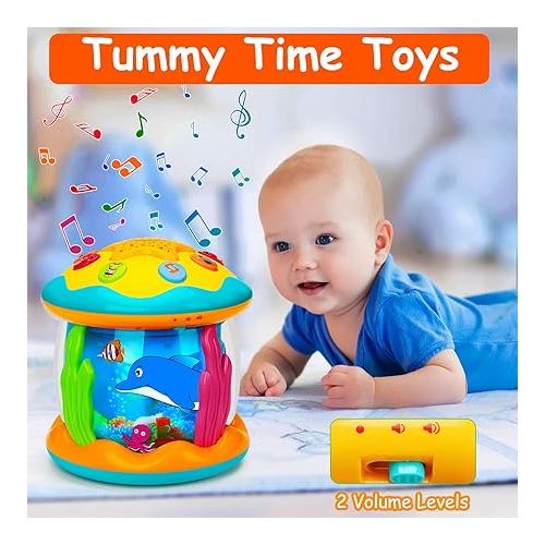  Baby Toys 6 to 12 Months 4 in 1 Musical Projector Rotating Tummy Time Learning Light Up Crawling Infant Baby Toys 0-3 3-6 9 12-18 Month Babies Toddler 1 2 3 Year Old Boy Girl Kid Birthday Easter Gifts