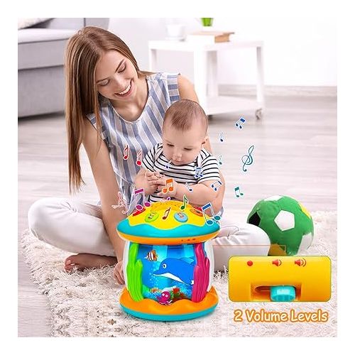  Baby Toys 6 to 12 Months 4 in 1 Musical Projector Rotating Tummy Time Learning Light Up Crawling Infant Baby Toys 0-3 3-6 9 12-18 Month Babies Toddler 1 2 3 Year Old Boy Girl Kid Birthday Easter Gifts