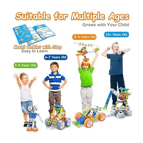  10 in 1 STEM Toys for 5 6 7 8+ Year Old Boy Birthday Gifts Building Kids Ages 4-8 5-7 6-8 Educational Stem Activities Robot Toy Boys 4-6 4-7 Build and Play Construction Set Creative Games