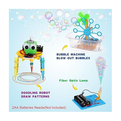  STEM Robotics Kit 6 Set Science Experiments Project Activities for Kids 6-8 8-12 Engineering Building Toy Electronic Motor Robot Craft for Boy 5 6 7 8 9 10 12+ Year Old Girl Gift Summer Outdoor Toy