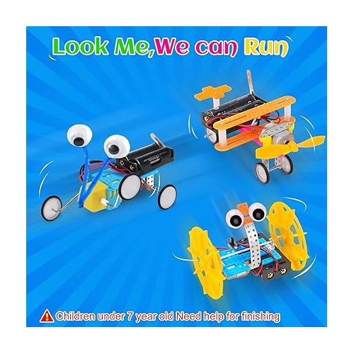  STEM Robotics Kit 6 Set Science Experiments Project Activities for Kids 6-8 8-12 Engineering Building Toy Electronic Motor Robot Craft for Boy 5 6 7 8 9 10 12+ Year Old Girl Gift Summer Outdoor Toy