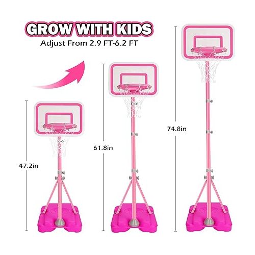  Toddler Basketball Hoop for Kids Boys Girls Portable Basketball Goals Indoor Outdoor Play Outside Backyard Toys for 2 3 4 5 6 Year Old Birthday Gift