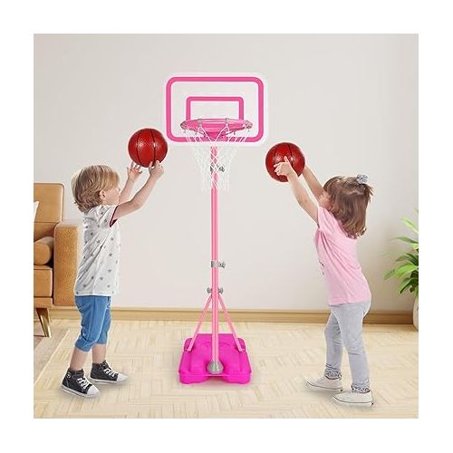  Toddler Basketball Hoop for Kids Boys Girls Portable Basketball Goals Indoor Outdoor Play Outside Backyard Toys for 2 3 4 5 6 Year Old Birthday Gift