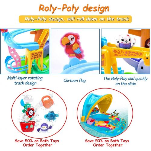  [아마존베스트]Tsomtto Roly-Poly Ball Drop, Baby Toddler Activities Age 1-3, STEM Educational Games Building Toys, Animal Track Marble Run, Christmas Birthday Gifts for Kids Girls Boys 1 2 3 Years Old Ba