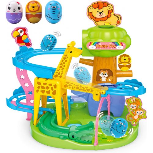  [아마존베스트]Tsomtto Roly-Poly Ball Drop, Baby Toddler Activities Age 1-3, STEM Educational Games Building Toys, Animal Track Marble Run, Christmas Birthday Gifts for Kids Girls Boys 1 2 3 Years Old Ba