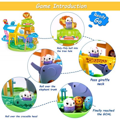  [아마존베스트]Tsomtto Roly-Poly Ball Drop, Baby Toddler Activities Age 1-3, STEM Educational Games Building Toys, Animal Track Marble Run, Christmas Birthday Gifts for Kids Girls Boys 1 2 3 Years Old Ba