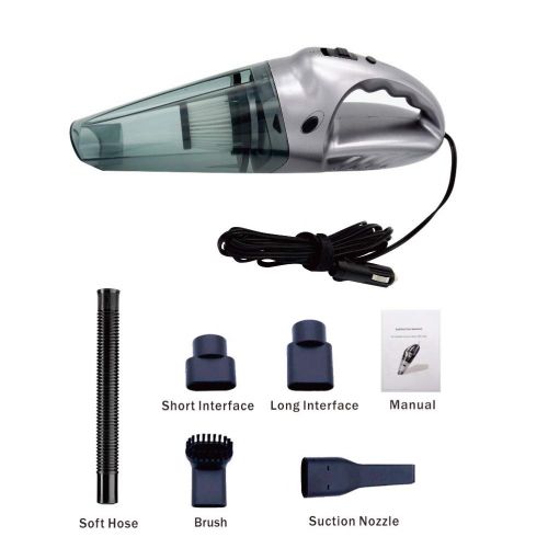  Tsong Car Vacuum Cleaner Dust Buster Handheld Vacuum Cleaner- DC 12Volt, Strong Power 120W or 4500bar Suction with LED Light, 195 inches Cigarette Lighting Power Cord, Reusable HEPA Filt