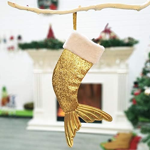  Tsorryen Christmas Sequins Fishtail Stockings Sock Decoration Fireplace Xmas Tree Hanging