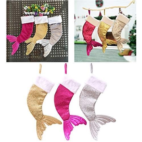  Tsorryen Christmas Sequins Fishtail Stockings Sock Decoration Fireplace Xmas Tree Hanging