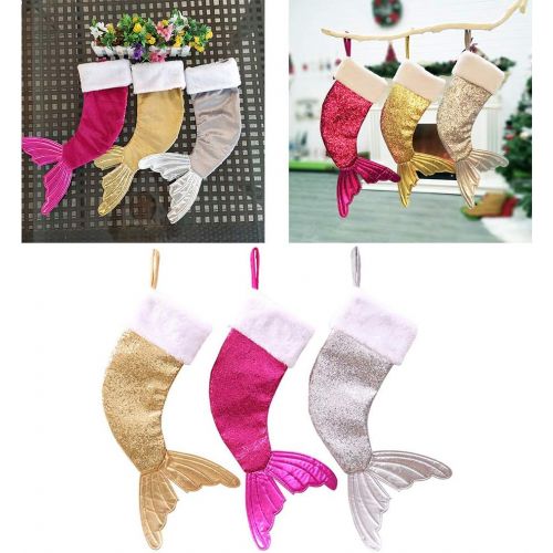  Tsorryen Christmas Sequins Fishtail Stockings Sock Decoration Fireplace Xmas Tree Hanging