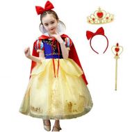 Tsyllyp 2019 Girls Layered Princess Snow White Costume Anna Elsa Inspired Dress up Halloween Cosplay