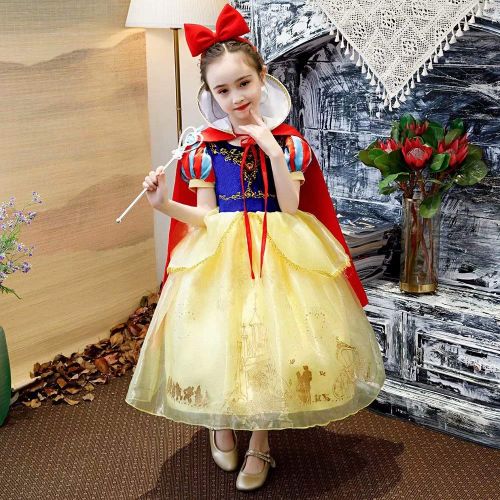  Tsyllyp 2019 Girls Layered Princess Snow White Costume Anna Elsa Inspired Dress up Halloween Cosplay