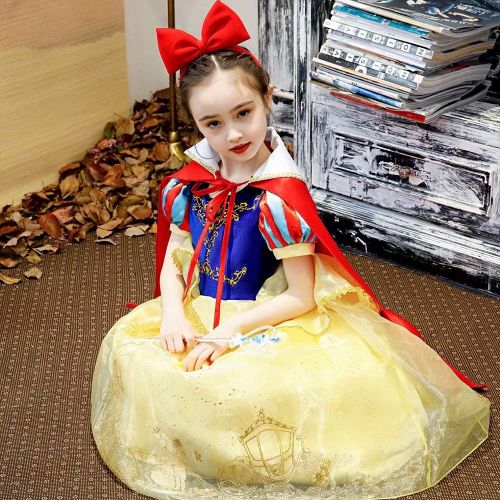  Tsyllyp 2019 Girls Layered Princess Snow White Costume Anna Elsa Inspired Dress up Halloween Cosplay