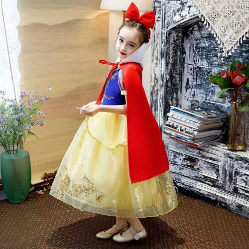  Tsyllyp 2019 Girls Layered Princess Snow White Costume Anna Elsa Inspired Dress up Halloween Cosplay