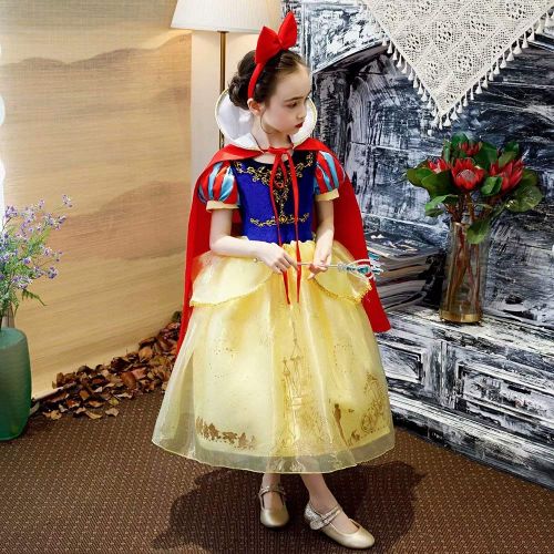  Tsyllyp 2019 Girls Layered Princess Snow White Costume Anna Elsa Inspired Dress up Halloween Cosplay