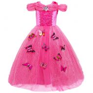 Tsyllyp Girls Princess Aurora Costume Dress Up Gowns For Halloween Party