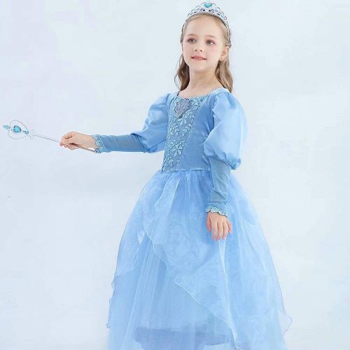  Tsyllyp Princess Dress up for Girls Role Play Costume Set for Aurora Bell Cinderella Jasmine (Princess Costume)