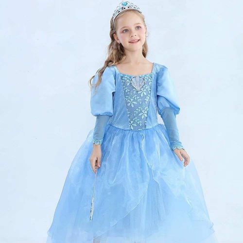  Tsyllyp Princess Dress up for Girls Role Play Costume Set for Aurora Bell Cinderella Jasmine (Princess Costume)